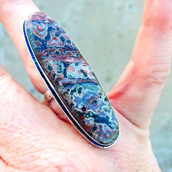 New Leopard Skin Jasper 925 Silver Statement Ring. - Picture 1 of 16
